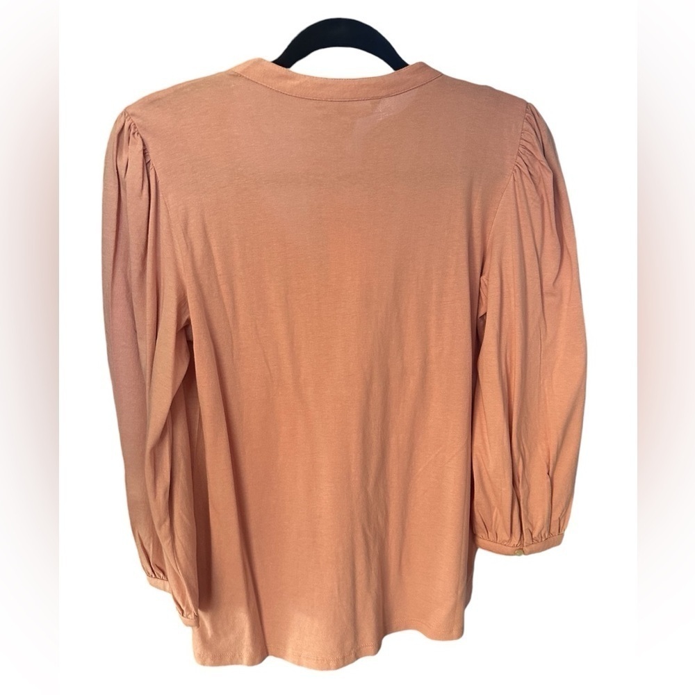 Lauren Ralph Lauren Rose Tan Ruffled Bib Neck Top Size: S - Picture 3 of 9